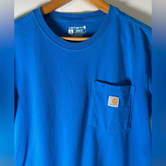 Carhartt Loose Fit Short Sleeve T-Shirt Pocket Blue Size M (8-10) EUC - Picture 4 of 9